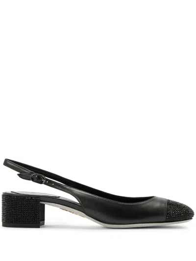 René Caovilla 40mm Kristen Slingback Pumps In Black
