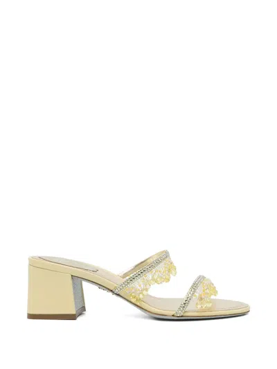 René Caovilla 50mm Embellished Sandals In Yellow