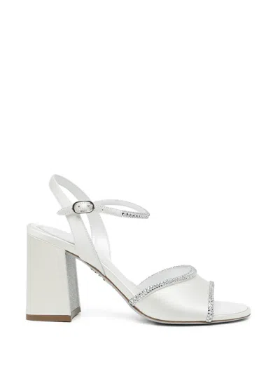 René Caovilla 50mm Margherita Sandals In White