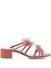 René Caovilla 50mm Peach Flower Sandals In Brown