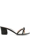 René Caovilla 50mm Ribbon Sandals In Black