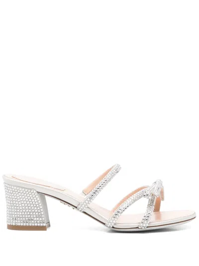 René Caovilla 55mm Crystal-embellished Sandals In Grey