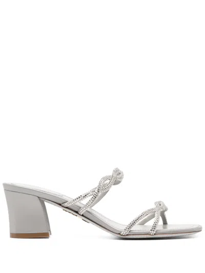 René Caovilla Sandalen Mit Kristallen 55mm In Gray