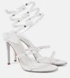 René Caovilla 60 Embellished Leather Sandals In Ivory/ Crystal-crystal Ab