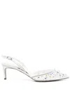 René Caovilla 60mm Cinderella Pumps In White