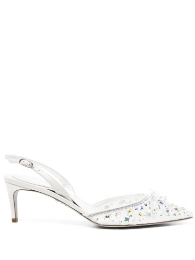 René Caovilla 60mm Cinderella Pumps In White