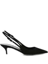 René Caovilla 60mm Slingback Pointed-toe Heeled Pumps In Black