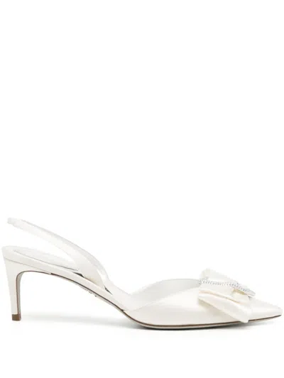 René Caovilla 65mm Bow-detail Leather Sandals In White