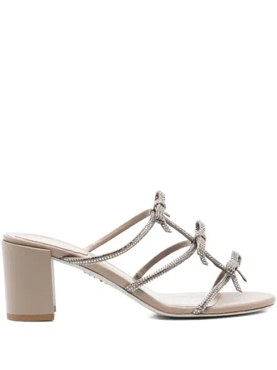 René Caovilla 75mm Caterina Sandals In Neutral