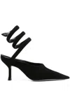 René Caovilla 'spiral Strap Suede Pointed Toe Mules' In Black