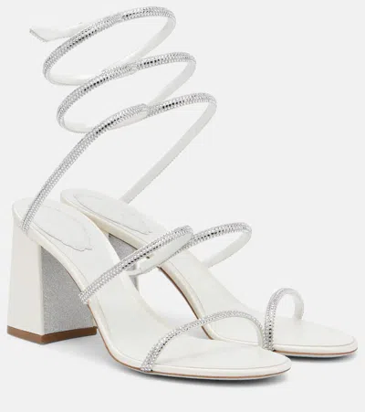René Caovilla 80 Embellished Satin Sandals In White
