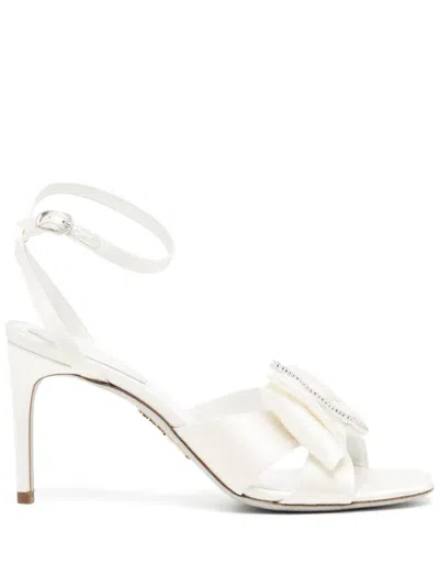 René Caovilla 80mm Bow-detail Leather Sandals In White