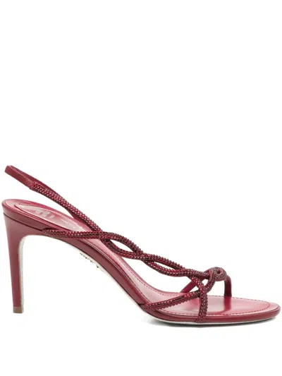 René Caovilla 80mm Braid Red Sandal