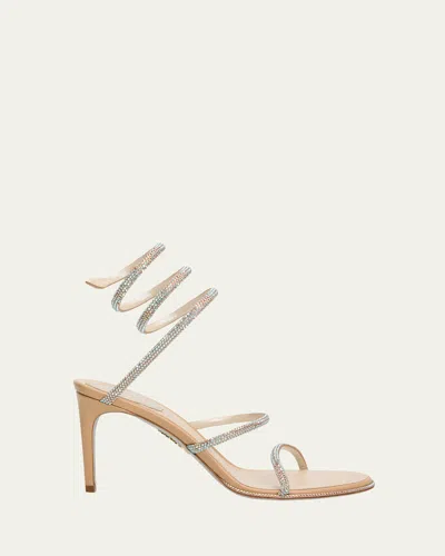 René Caovilla 80mm Cleo Embellished Leather Snake-wrap Sandals In Multi