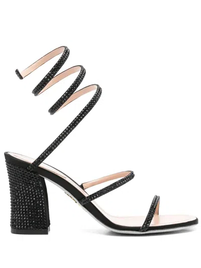 René Caovilla 80mm Cleo Sandals In Black