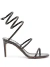 René Caovilla 80mm Cleo Sandals In Black