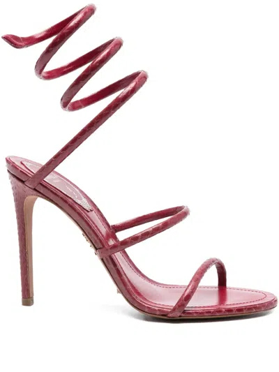 René Caovilla 80mm Cleo Spiral-wrap Leather Sandals In Red