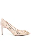 René Caovilla 80mm Crystal-embellished Pumps In Brown