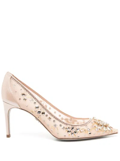 René Caovilla 80mm Crystal-embellished Pumps In Brown