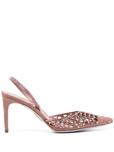 René Caovilla 80mm Crystal-embellished Pumps In Pink