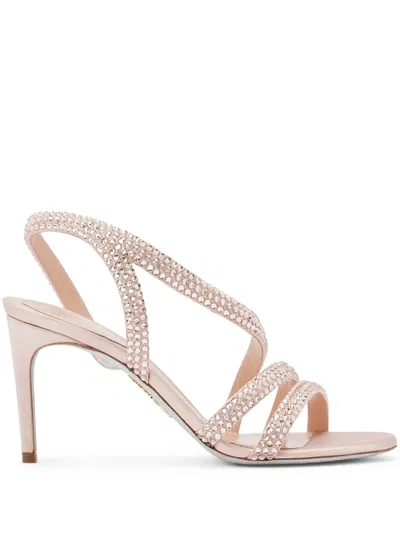René Caovilla 80mm Crystal Embellished Sandals In Nude