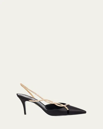 RENÉ CAOVILLA 80MM EMBELLISHED BRAIDED SATIN PUMPS