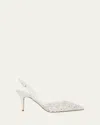 René Caovilla 80mm Embellished Mesh Slingback Pumps In Animal Print