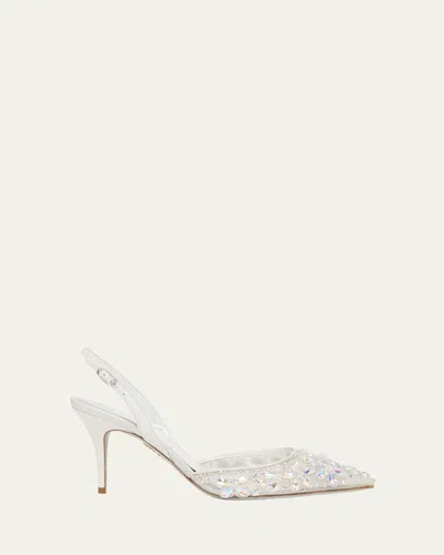 René Caovilla 80mm Embellished Mesh Slingback Pumps In Animal Print