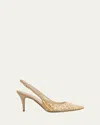 René Caovilla 80mm Embellished Net Tulle Pumps In Neutral