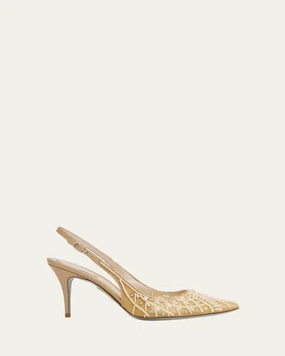 RENÉ CAOVILLA 80MM EMBELLISHED NET TULLE PUMPS