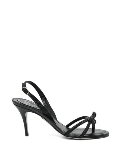 René Caovilla 80mm Embellished Sandals In Black