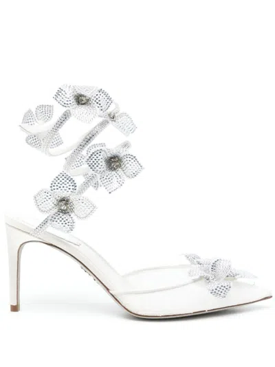 René Caovilla 80mm Floriane Pumps In White