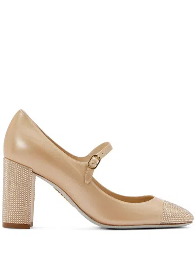 René Caovilla 80mm Kristen Pumps In Beige