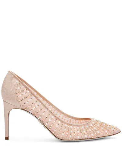 René Caovilla 80mm Lace Pumps In Neutrals