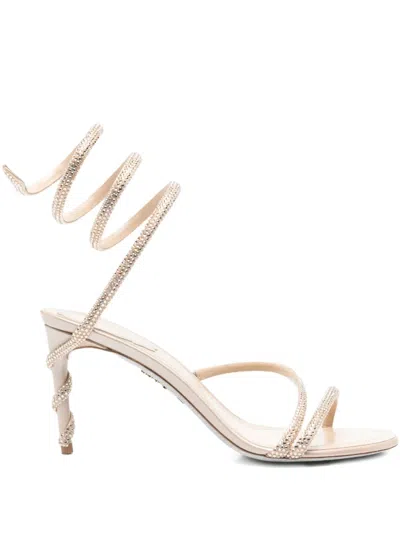 René Caovilla 80mm Margot Spiral-embellished Sandals In Neutral