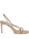 René Caovilla Three-tone Crystal Satin Braid Halter Sandals In Gold