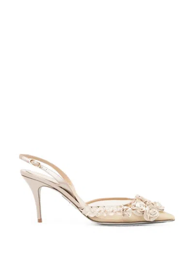 René Caovilla 80mm Rosalia Floral-appliqué Pumps In White