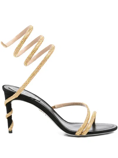 René Caovilla 80mm Spiral-embellished Sandals In Yellow
