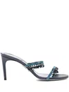 René Caovilla 100mm Chandelier Crystal-embellished Mules In Blue