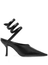 René Caovilla Grace 80 Pointed-toe Leather Pumps In Black