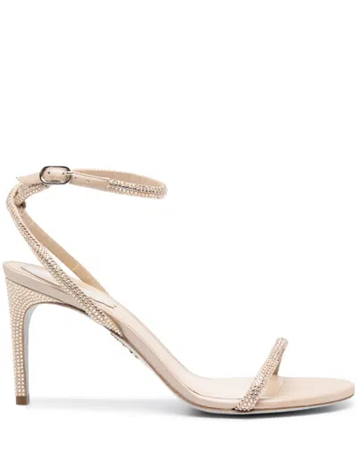 René Caovilla 85mm Crystal-embellished Sandals In Neutrals