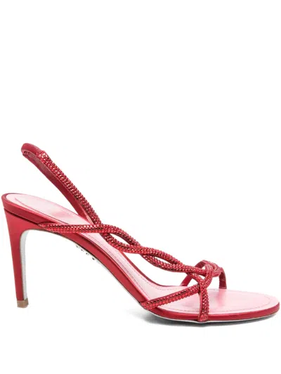 René Caovilla 85mm Crystal-embellished Slingback Sandals In Red