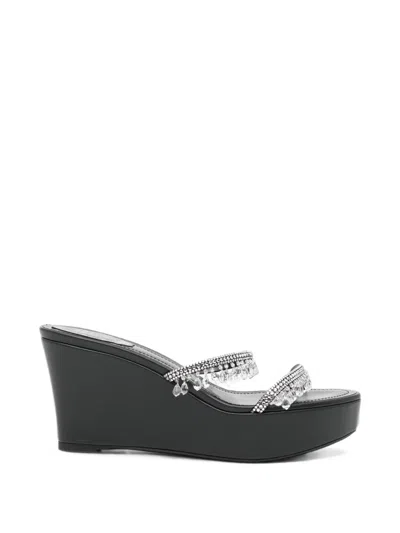 René Caovilla 85mm Taylor Wedge Sandals In Black