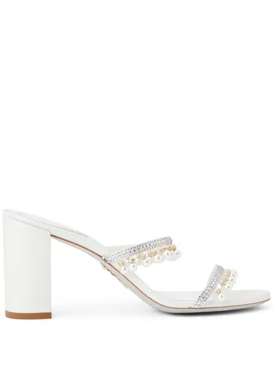 René Caovilla 90mm Chandelier Mules In Silver