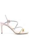 René Caovilla 90mm Crossover-strap Crystal-embellished Sandals In Neutrals