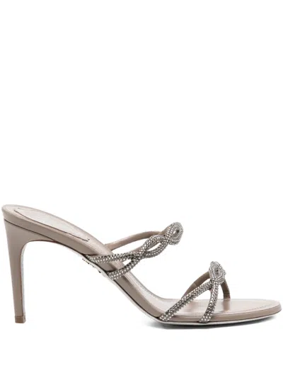 René Caovilla 90mm Crystal-embellished Sandals In Neutral