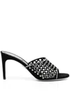 René Caovilla Ginger 90mm Leather Mules In Schwarz