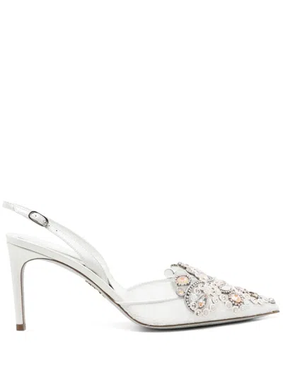 René Caovilla 90mm Veneziana Pumps In White