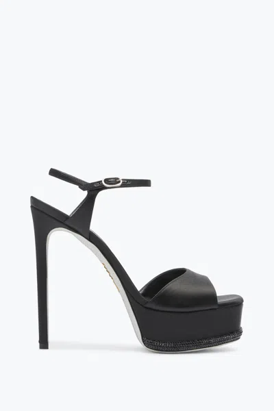 René Caovilla Anastasia Crystal Black Sandal 130