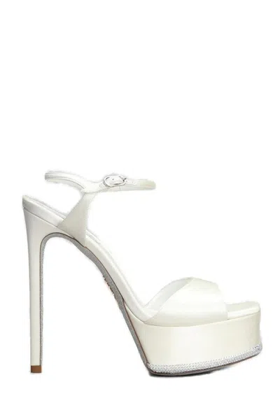 René Caovilla Anastasia Embellished Platform Sandals In White